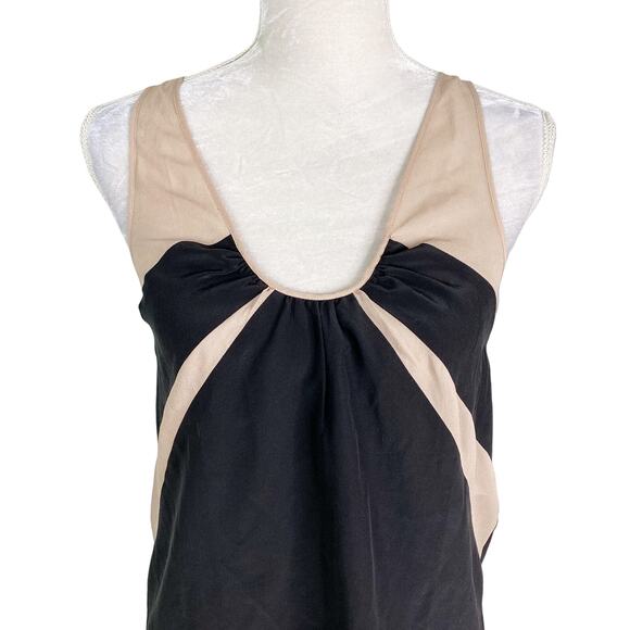 Faith Connexion Top Tank 4 Silk Black Beige Semi Sheer New - Picture 3 of 10